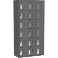 Concorde Heavy-Duty Lockers, 6 -tier, Bank of 3, 36" x 18" x 72", Steel, Charcoal, Welded (Assembled) Nassau Supply