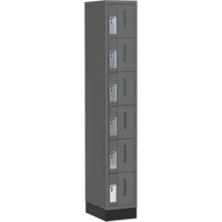Concorde Heavy-Duty Lockers, 6 -tier, 12" x 18" x 76", Steel, Charcoal, Welded (Assembled) Nassau Supply