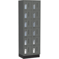 Concorde Heavy-Duty Lockers, 6 -tier, Bank of 2, 24" x 18" x 76", Steel, Charcoal, Welded (Assembled) Nassau Supply