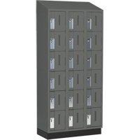 Concorde Heavy-Duty Lockers, 6 -tier, Bank of 3, 36" x 18" x 82", Steel, Charcoal, Welded (Assembled) Nassau Supply
