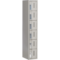Concorde Heavy-Duty Lockers, 6 -tier, 12" x 18" x 72", Steel, Grey, Welded (Assembled) Nassau Supply