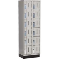 Concorde Heavy-Duty Lockers, 6 -tier, Bank of 2, 24" x 18" x 76", Steel, Grey, Welded (Assembled) Nassau Supply