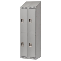 Lockers, 2 -tier, Bank of 2, 24" x 18" x 82", Steel, Grey, Knocked Down Nassau Supply