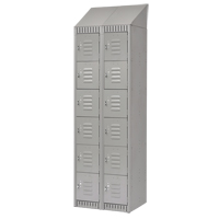 Lockers, 6 -tier, Bank of 2, 24" x 18" x 82", Steel, Grey, Knocked Down Nassau Supply