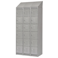 Lockers, 6 -tier, Bank of 3, 36" x 18" x 82", Steel, Grey, Knocked Down Nassau Supply