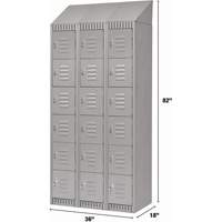 Lockers, 6 -tier, Bank of 3, 36" x 18" x 82", Steel, Grey, Knocked Down Nassau Supply