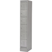 Lockers, 6 -tier, 12" x 18" x 76", Steel, Grey, Knocked Down Nassau Supply