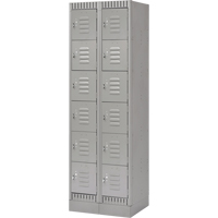 Lockers, 6 -tier, Bank of 2, 24" x 18" x 76", Steel, Grey, Knocked Down Nassau Supply