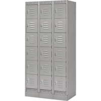 Lockers, 6 -tier, Bank of 3, 36" x 18" x 76", Steel, Grey, Knocked Down Nassau Supply