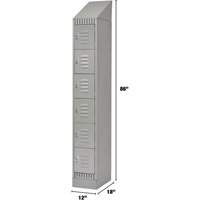 Lockers, 6 -tier, 12" x 18" x 86", Steel, Grey, Knocked Down Nassau Supply