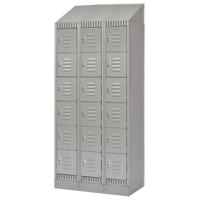 Lockers, 6 -tier, Bank of 3, 36" x 18" x 86", Steel, Grey, Knocked Down Nassau Supply
