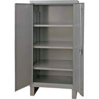 Extra Heavy-Duty Cabinet, Steel, 3 Shelves, 66" H x 36" W x 24" D, Grey Nassau Supply
