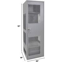 Gear Locker with Door, Steel, 24" W x 18" D x 72" H, Grey Nassau Supply