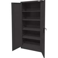 Storage Cabinet, Steel, 4 Shelves, 66" H x 30" W x 15" D, Black Nassau Supply