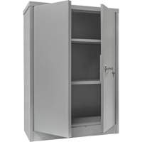 Counter-High Storage Cabinet, Steel, 2 Shelves, 42" H x 30" W x 15" D, Grey Nassau Supply