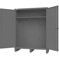 Cabinet with Hanging Bar & Standard Recessed Doors, Steel, 78" H x 60" W x 24" D, Grey Nassau Supply