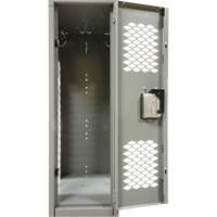 Casiers ventil&eacute;s, 2 niveaux, 12" x 18" x 88", Acier, Gris, D&eacute;mont&eacute;, Perfor&eacute; Nassau Supply