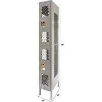 Casiers ventil&eacute;s, 2 niveaux, 12" x 18" x 78", Acier, Gris, D&eacute;mont&eacute;, Perfor&eacute; Nassau Supply