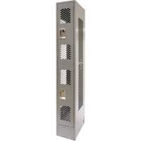 Casiers ventil&eacute;s, 2 niveaux, 12" x 18" x 78", Acier, Gris, D&eacute;mont&eacute;, Perfor&eacute; Nassau Supply