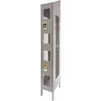 Casiers ventil&eacute;s, 2 niveaux, 12" x 18" x 88", Acier, Gris, D&eacute;mont&eacute;, Perfor&eacute; Nassau Supply