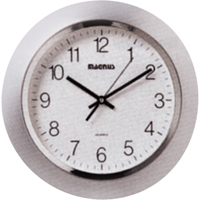 Clocks, Analog, Battery Operated, 14" Dia., Silver HT071 | Nassau Supply