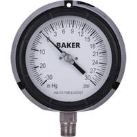 Pressure Gauge, 4-1/2" , 30"-0-30 psi, Bottom Mount, Liquid Filled Analogue Nassau Supply