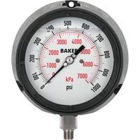 Pressure Gauge, 4-1/2" , 0 - 1000 psi, Bottom Mount, Liquid Filled Analogue Nassau Supply