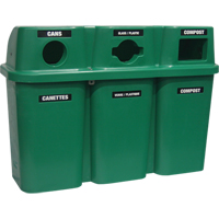 Recycling Containers Bullseye™, Curbside, Plastic, 3 x 114L/90 US Gal. JC593 | Nassau Supply