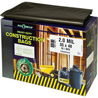Sacs pour d&eacute;chets pour entrepreneurs, Fort, 30" la x 48" lo, 2 mils, Noir, Capacit&eacute; 121,13 L (32 gal.) Nassau Supply