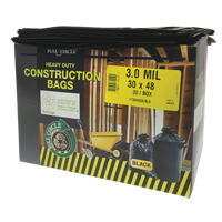 Sacs pour d&eacute;chets pour entrepreneurs, Fort, 30" la x 48" lo, 3 mils, Noir, Capacit&eacute; 113,56 L (30 gal.) Nassau Supply