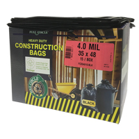 Sacs pour d&eacute;chets pour entrepreneurs, Fort, 35" la x 48" lo, 4 mils, Noir, Capacit&eacute; 166,55 L (44 gal.) Nassau Supply