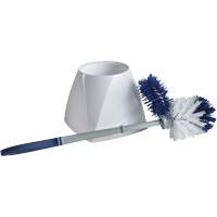 Brosse &agrave; cuvettes avec lave-rebord et valet, 15" l, Soies Synth&eacute;tique, Blanc Nassau Supply