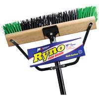 Ryno Push Broom with Braced Handle, 18", Stiff, PVC Bristles Nassau Supply
