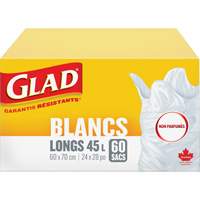 Sacs &agrave; ordures hauts 45 L sans parfum, R&eacute;gulier, 24" la x 28" lo, Blanc Nassau Supply