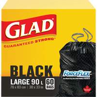 90L Garbage Bags, Regular, 30" W x 33" L, Black, Draw String JP296 | Nassau Supply