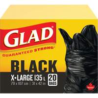 135L Garbage Bags, Regular, 31" W x 42" L, Black, Open Top JP298 | Nassau Supply