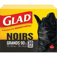 90L Garbage Bags, Regular, 30" W x 33" L, Black, Open Top JP300 | Nassau Supply