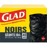 184L Garbage Bags, Regular, 35" W x 48" L, Black, Open Top JP302 | Nassau Supply