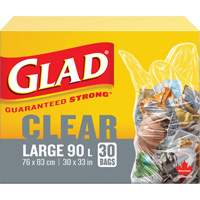 90L Garbage Bags, Regular, 30" W x 33" L, Clear, Open Top JP303 | Nassau Supply