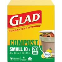 Small Compostable Bags, Regular, 17" L x 16" W, Brown, 10 L (3 Gal.) Capacity Nassau Supply