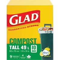 49L Tall Compostable Bags, Regular, 31" L x 24" W, Brown, 10 Qty/Pkg. JP308 | Nassau Supply