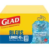 Sacs de recyclage 45 L, R&eacute;gulier, 24" la x 28" lo, Bleu Nassau Supply