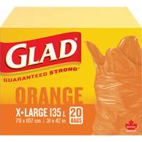 135L Garbage Bags, Regular, 31" W x 42" L, Orange, Open Top JP311 | Nassau Supply