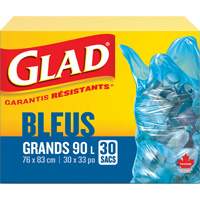 Sacs de recyclage 45 L, R&eacute;gulier, 30" la x 33" lo, Bleu Nassau Supply