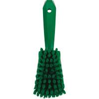 Short-Handled Washing Brush, Soft Bristles, 10-1/2" Long, Green Nassau Supply