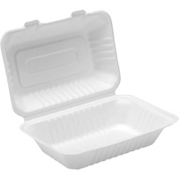Compostable Hinged Food Containers, Bagasse, Rectangular Nassau Supply