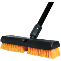 Brosse de nettoyage avec manche, 10" l, Soies Polypropyl&egrave;ne, Noir/Rouge Nassau Supply