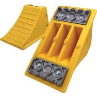 40 Ton Large Equipment Wheel Chock with Aluminum Cleats, Urethane, Yellow Nassau Supply