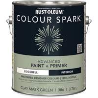 Colour Spark Interior Pre-Tinted Paint + Primer Wall Paint, Clay Mask Green, Eggshell, 3.78 L, Gallon Nassau Supply