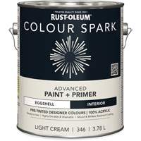 Colour Spark Interior Pre-Tinted Paint + Primer Wall Paint, White Cotton, Semi-Gloss, 3.78 L, Gallon Nassau Supply